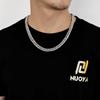 Hip-hop europeu e americano 7mm9mm aço inoxidável trama dupla seis lados solo Cubano colar ouro real galvanoplastia Torneira Fivela Titânio aço colar