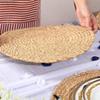 Posavasos redondo de paja tejida con cuerda de paja estilo japonés, soporte para ollas, tapete para cocina casera, tapete de paja antideslizante, tapete aislante del calor