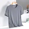 Camiseta de verano fina de seda de hielo para hombre, manga corta, top deportivo de secado rápido para fitness, camiseta de manga corta elástica para hombre