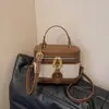 Comercio Exterior Transfronterizo Explosiones Contraste de Color Retro Bolso Caja Portátil Moda Occidental para Mujer Diseño de Costura Tendencia Hombro Cruzado