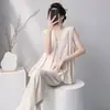 Pijama Nuevo de Algodón al Aire para Mujer 2026, Conjunto de Chaleco Delgado de Verano y Pantalones Largos, Estilo Japonés Holgado Anti-Golpes Ropa de Casa