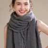 Bufanda Chal de Punto de Cachemira 100% Puro Hueco con Borlas Nuevo Doble Uso para Mujer Otoño/Invierno Ligero