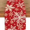 Camino de Mesa Navideño con Patrones de Copos de Nieve, Muñecos de Nieve y Árboles de Navidad, Mantel de Lino Sintético para Decoración Festiva, Adecuado para Mesa de Centro de Sala de Estar, Cocina y Mesa de Comedor