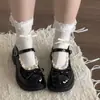 Zapatos Mary Jane redondos lindos de estilo japonés con lazo y encaje para mujer, nuevo modelo de otoño 2026, adecuados para combinar con faldas, zapatos planos de cuero