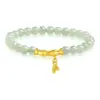 Pulseira de Ouro Puro 999 com Jade Natural Hetian, Lótus, Vagem de Lótus, Nó de Bambu e Design de Lírio-do-Vale para Mulheres
