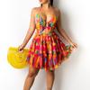 2026 Novo Verão Roupas Femininas Ebay Europeu e Americano Transfronteiriço Vestido Sexy Recorte Halter Decote V Camadas Vestido
