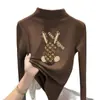 Ropa interior térmica para niñas de otoño e invierno, camiseta térmica de forro polar de doble cara, camiseta de manga larga, camisa de otoño de cuello semi-alto para niñas pequeñas