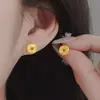 Brincos de Moeda de Cobre com Gelo Picado Fulu para Mulheres 2025 Novo Dourado Novo Chinoiserie Atrai-Riqueza Design Exquisito Brincos