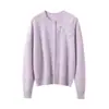Suéter de cashmere com design floral em renda de pérolas tridimensional, cardigã feminino de gola redonda, novo estilo outono/inverno, peça de outer wear da moda com mangas compridas