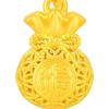 Colgante Bolsa de Dinero de Bendición con Filigrana de Oro Puro 999 Colgante 3D de Oro Duro Palabra de Bendición Recortada Collar para Clavícula Femenina Oro al por Mayor