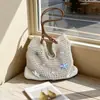 Bolso de Hombro de Verano para Playa y Viajes para Mujer, Tejido de Paja Estilo Vacacional Artístico con Forma de Estrella, Gran Capacidad para el Uso Diario