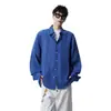 Camisa retro con rayas azules para protección solar para hombres y mujeres, top fino en azul Prusia, camisa holgada y versátil de manga larga