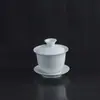 Conjunto de três peças de xícaras de chá esmaltadas em cor degradê para uso doméstico, conjunto de chá Kung Fu, tigela de chá, peça única, acessório de cerimônia do chá de luxo leve
