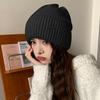 Gorro de lana de invierno para mujer, de punto grueso y elástico, cálido, para exteriores, con cara fresca y pequeña, sin borde cruzado.