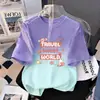 Camiseta de Manga Corta con Estampado Degradado para Niñas Verano Ropa Superior para Niños Mayores Estilo Coreano Holgada y Versátil Transpirable Tendencia en Ropa para Niños