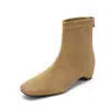 536-1 5CM de Altura que Aumentan la Estatura Botines Franceses Redondos con Cremallera Trasera para Mujer, Otoño/Invierno 2026 Nueva Versión Coreana Botines Delgados de Gamuza para Mujer