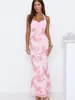 G26D460 - Vestido Largo Elegante Estilo Francés Transfronterizo con Escote Halter y Bordado Floral Tridimensional, Corte Ajustado, Diseño sin Tirantes