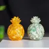 Adornos de Piña Dorada de Resina Rellena de Cristal Natural Mascota Fresca y Linda Decoraciones de Escritorio de Escritorio