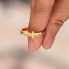 Anillo de Cruz Electrochapado en Oro Real de 18K para Mujer, Estilo Ins Europeo y Americano, Anillo para Dedo Índice que No se Desvanece, Venta Caliente Transfronteriza