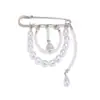 Moda europea y americana estilo lujo ligero broche de perlas artificiales multicapa con borlas y perlas de gota de agua, accesorio multifuncional