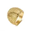 Anillo Popular Europeo y Americano Estilo Francés Retro Clásico Patrón de Meandro, Acero de Titanio Chapado en Oro de 18 Quilates, Joyería de Alta Gama Exagerada y Elegante