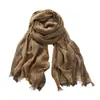 Bufanda Artística Vintage de Algodón y Lino Unisex Moda Rayas de Colores Combinados Collar Largo Corto Viento de Tierra Usada Otoño e Invierno
