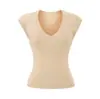 Camiseta Sexy Coreana com Decote V de Manga Curta para Mulheres 2026 Verão Roupa Íntima Camisa Base Estilo Puro Desejo Slim Fit Top