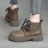 Botines tipo Martin para mujer, estilo coreano, forrados de felpa, suela gruesa, nueva colección otoño/invierno 2026, suela suave, estilo británico, corte bajo, cálidos y cortos
