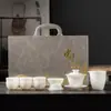 Moda Nacional China Dehua Mate Jade Gordo Porcelana Blanca Traje Hogar de Gama Alta Tapa Tazón Caja de Regalo Traje Taza de Degustación Imprimible