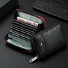 Organizador de Tarjetas Ultrafino de Gran Capacidad para Tarjetas Bancarias y de Negocios con Cremallera, Color Gunmetal, Cremallera Suave