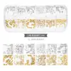 Accesorios para Uñas Tachuelas Metálicas Huecas Estilo Japonés Rhinestones de Colores con Base Plana Caja de Tiras Largas Set Mixto para Uñas Set Completo