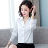 Camisa Blanca Profesional de Gasa para Mujer de Manga Larga Estilo Coreano Moda Combinable Vestido Commuter Camisa Drapeada Ropa de Trabajo Sentido del Diseño