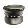 Botão de Chapéu de Metal de Couro Coreano Masculino Feminino Chapéu Azul Marinho Chapéu Plano de Bico de Pato Masculino à Prova de Vento e Quente Outono e Inverno