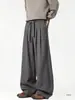 Pantalones holgados de pierna ancha a rayas estilo "old money" talla grande para hombre, pantalones casuales rectos largos de caída estilo americano, otoño