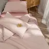 Conjunto de Roupa de Cama Muji-Style Japonês, Cor Nude para Dormir, Algodão Puro Grau A, Conjunto de Três ou Quatro Peças, 100% Algodão, Ultra Macio, Capa de Edredom e Lençol com Listras Simples