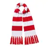 Bufanda tejida con borlas estilo navideño transfronteriza, bufanda abanico para hombres y mujeres, bufanda a rayas tejida jacquard a bloques de color para otoño e invierno