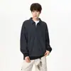 Sudadera de manga larga con media cremallera estilo americano para hombre, nueva colección primavera/otoño 2026, camisa tipo polo con cuello camisero, top y prenda de abrigo estilo retro