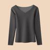 Camisa de otoño e invierno 2023 con escote en V y bajos cepillados, top de manga larga interior con diseño de nicho de corte entallado para mujer
