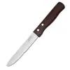 Atacado de fábrica utensílios de cozinha de aço inoxidável cabo de madeira faca serrilhada para bife e costeleta de cordeiro faca de pão para churrasco doméstico faca para comida ocidental