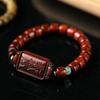 Sandalo DIY feito à mão criativo estilo étnico sândalo verde Jacarandá rosário com contas de Buda marca Ping An Fu pulseira masculina e feminina