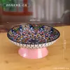 Elegante y creativa bandeja de té y pasteles de pie para uso doméstico, plato de cerámica para frutas y pasteles, juego de té estilo Zen y bandeja de servicio para invitados