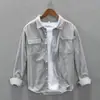 Primavera e Outono Cor Sólida Forro de Lã Japonês Veludo Cotelê Camisa de Manga Comprida Casual Masculina Top Roupas Casaco Masculino da Moda