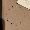 Prata de Lei S925 Banhada a Ouro 18K, Pulseira Colorida de Zircônia para Mulheres, Moda Versátil de Nicho para o Dia a Dia, Joias Arco-Íris Dopamina