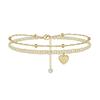 Tobillera de Playa Transfronteriza Europea y Americana para Mujer con 26 Letras Amor Tobillera Cadena de Fútbol para Mujer Tobillera de Doble Capa con Forma de Corazón Joyería Tobillera
