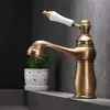 Torneira Antiga Torneira de Lavatório Estilo Europeu Toda em Cobre Banheiro Retrô Lavatório Torneira de Lavatório Quente e Fria