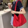 Bolso Bandolera de Estilo Coreano Ins con Pliegues y Cordón Ajustable, de un Solo Hombro, Cruzado, Gran Capacidad, Nube, Color Puro, Simple, para Viajar, Compras, para Mujer
