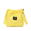 Bolsa para Mujer 2025 Estilo Coreano Simple Artística Chica Bolso de Lona Color Sólido Bolso Cubo Bolso de Hombro con Cordón Bolso de Mano Bolso Pequeño Cruzado