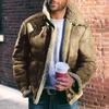Abrigo de terciopelo de imitación de cuero para hombre, chaqueta cálida de invierno de estación europea, solapa grande gruesa, color de contraste, seis colores, siete yardas