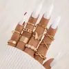 Joyería Transfronteriza Set de Anillos Sencillos y de Lujo Incrustados de Perlas Estilo Minimalista Ins Anillos Apilables Dorados de Múltiples Piezas