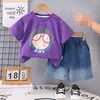 Roupa de Comércio Exterior para Meninos Verão Novo Estilo Ocidental para Crianças Fresco Bonito Bebê Popular na Internet Óculos da Moda Roupa de Manga Curta para Meninos